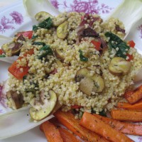 Proso s šampinjoni in špinačo