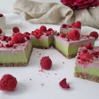 Presne rezine z matcho in malinami